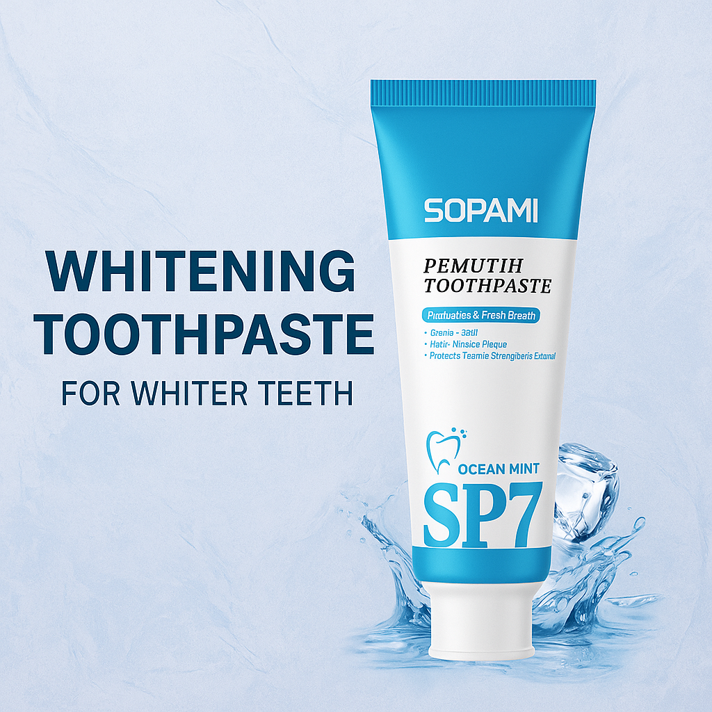 Pack of 5 tubes SOPAMI SP7 Whitening Toothpaste – Ocean Mint (120 g each)